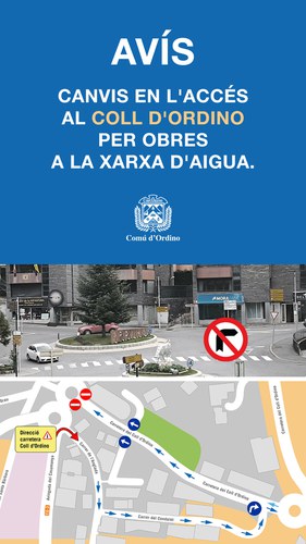 Modificació temporal del trànsit a la carretera del Coll d’Ordino